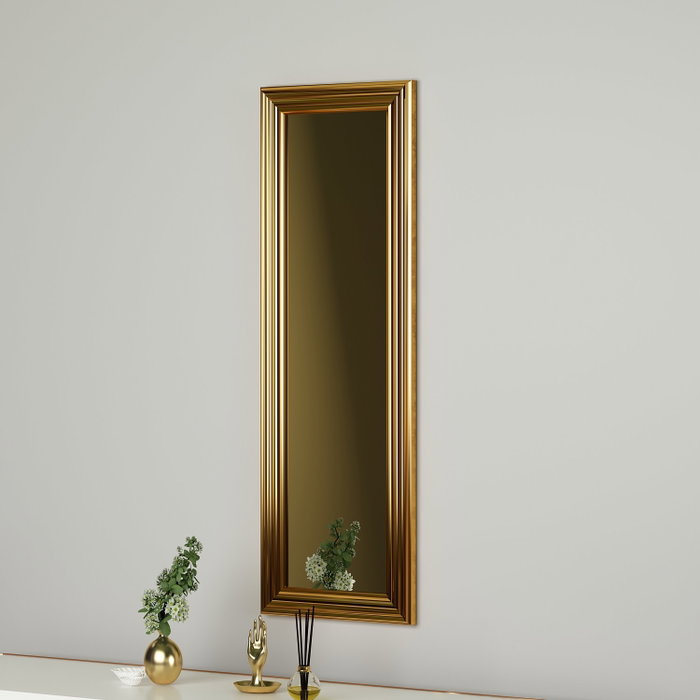 Hanah Home Espejo de Vestidor Dorado con Marco de MDF Laminado Hanah Home Espejo de Vestidor Dorado con Marco de MDF Laminado